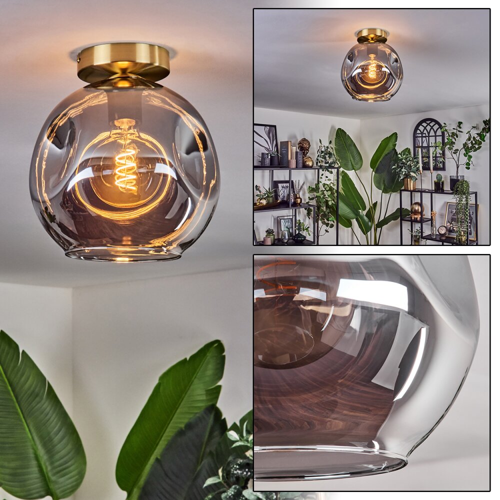 Ripoll Deckenleuchte Glas 25 cm Gold, Schwarz, 1-flammig main product photo