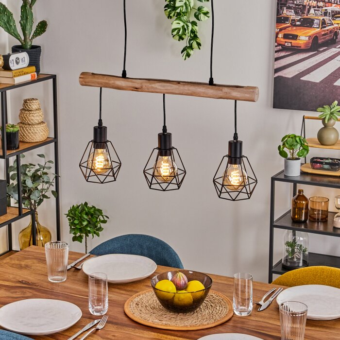 Yaak Pendelleuchte Naturfarben, Schwarz, 3-flammig Yaak Pendelleuchte Naturfarben, Schwarz, 3-flammig