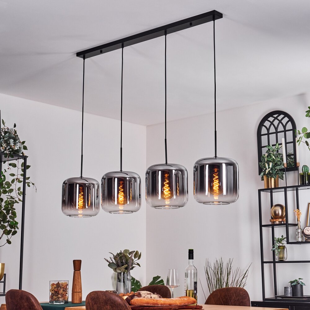 Lauden Hängeleuchte Glas 25 cm Chrom, Klar, 4-flammig