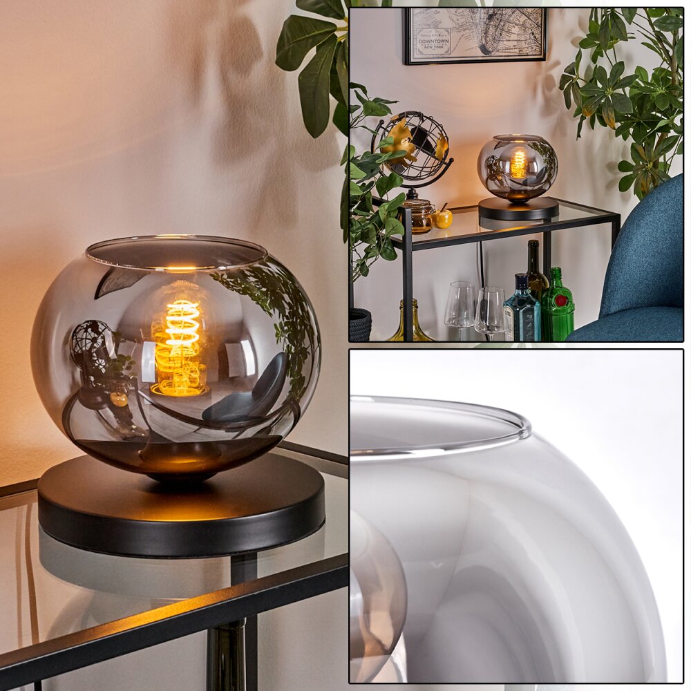 Apedo Tischleuchte Glas 20 cm Schwarz, 1-flammig main product photo