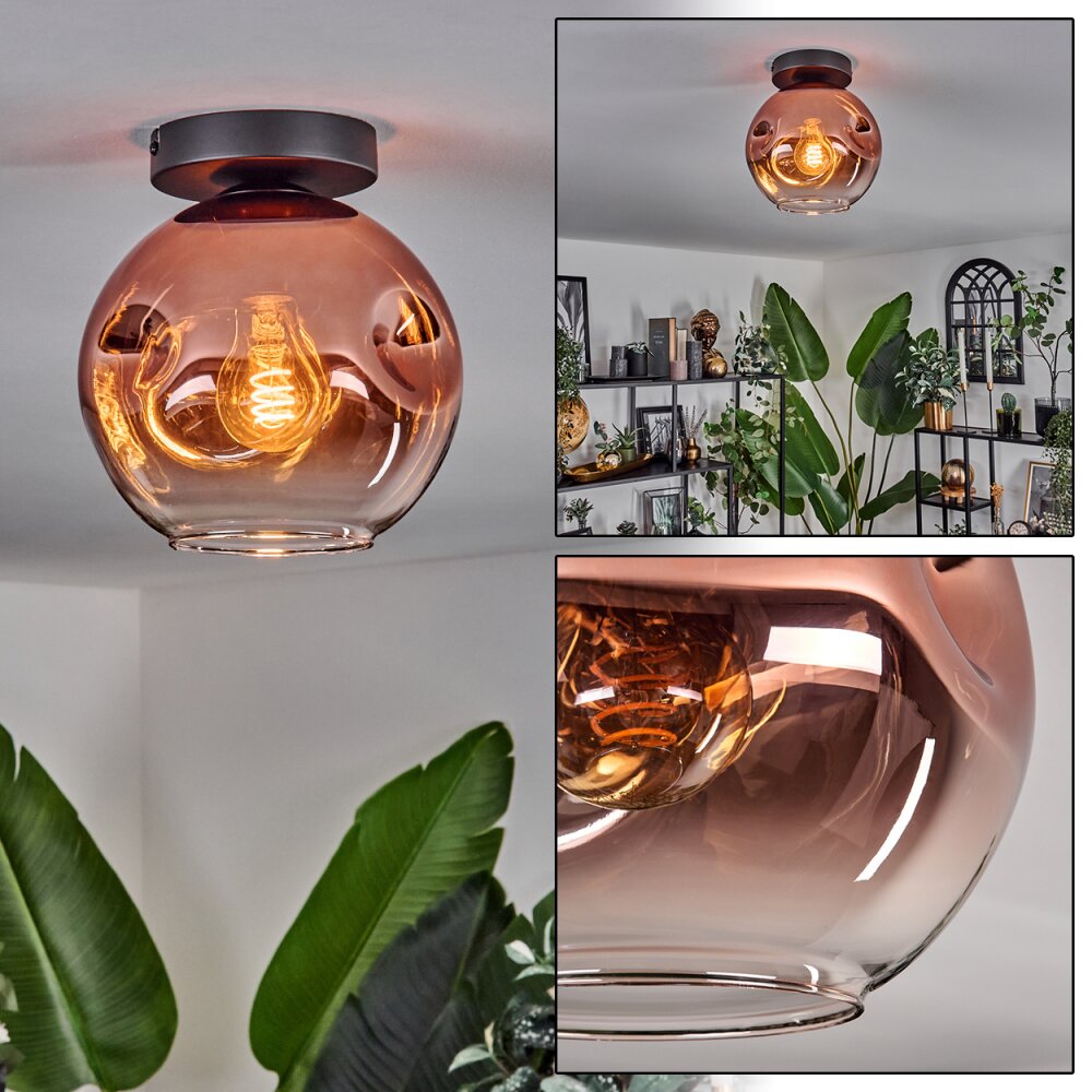 Ripoll Deckenleuchte Glas 20 cm Klar, Kupferfarben, 1-flammig main product photo