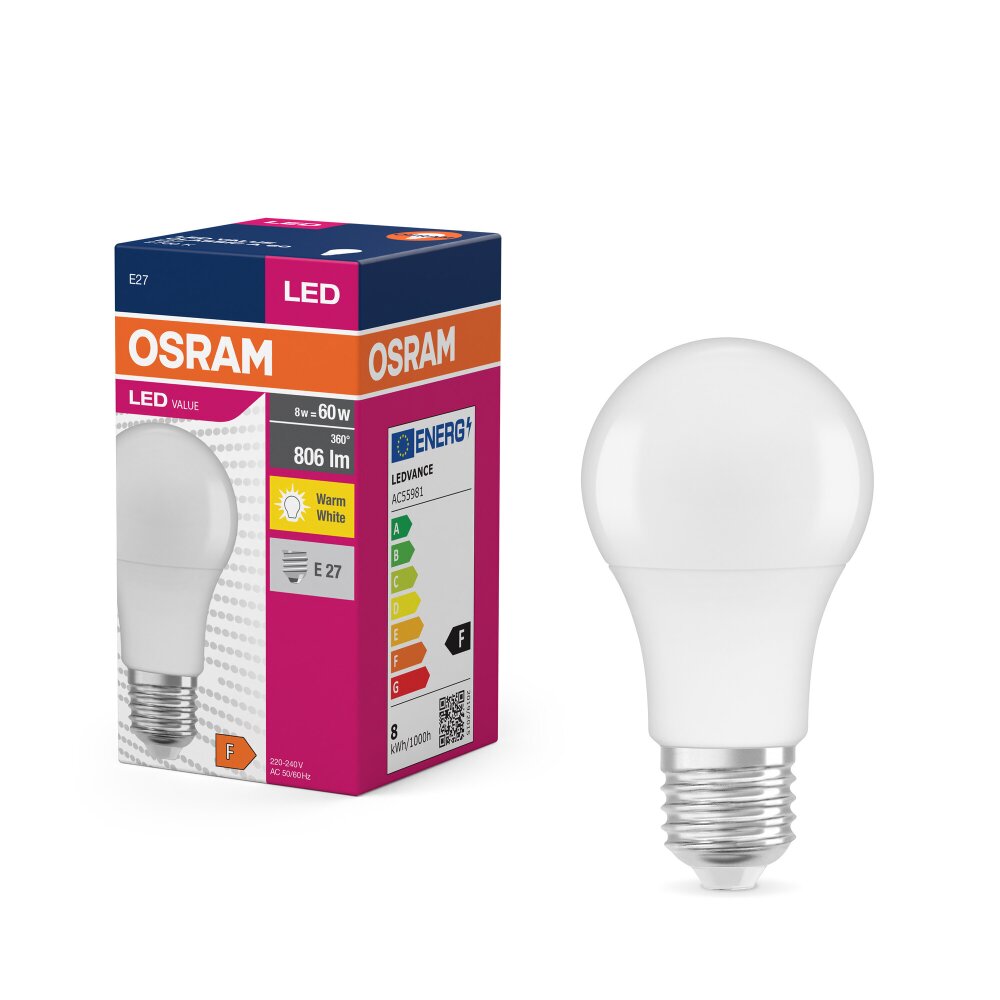OSRAM LED Value E27 8,5 Watt 806 Lumen 2700 Kelvin main product photo