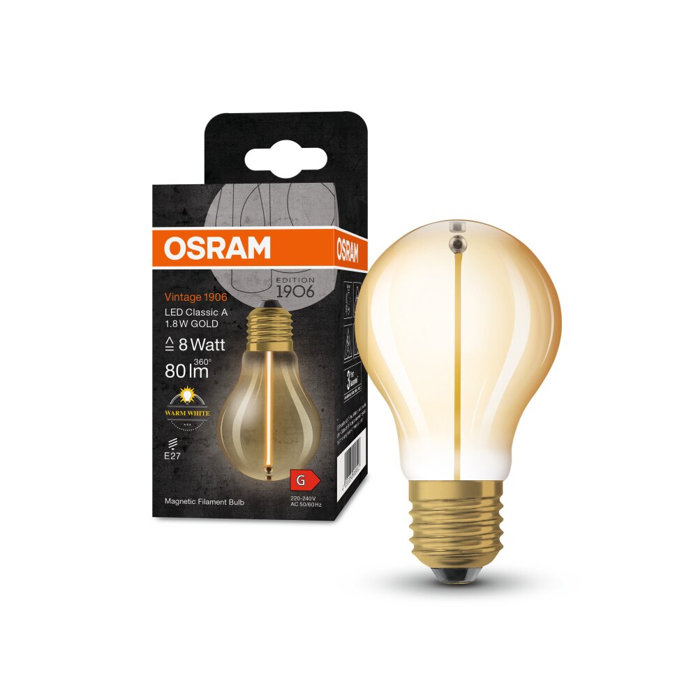OSRAM Vintage 1906 LED E27 1,8 Watt 80 Lumen 2700 Kelvin main product photo