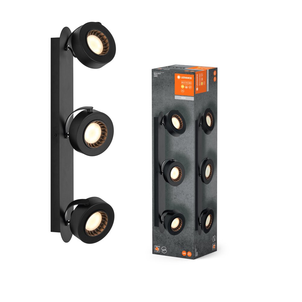 LEDVANCE Decor Deckenleuchte Schwarz, 3-flammig main product photo