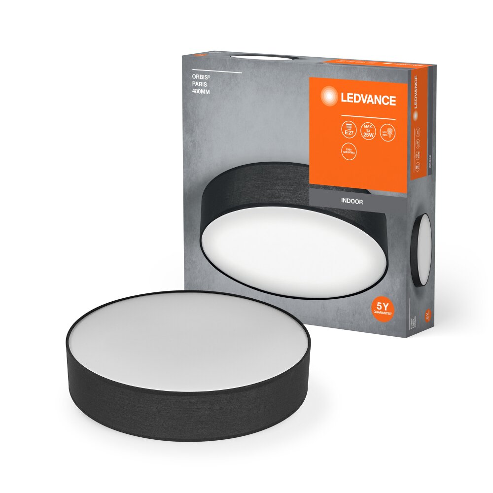 LEDVANCE Orbis Deckenleuchte Schwarz, 3-flammig main product photo