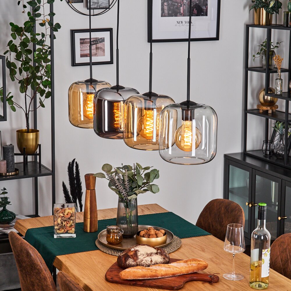 Lauden Pendelleuchte Glas 20cm Bernsteinfarben, Chrom, Klar, 4-flammig main product photo