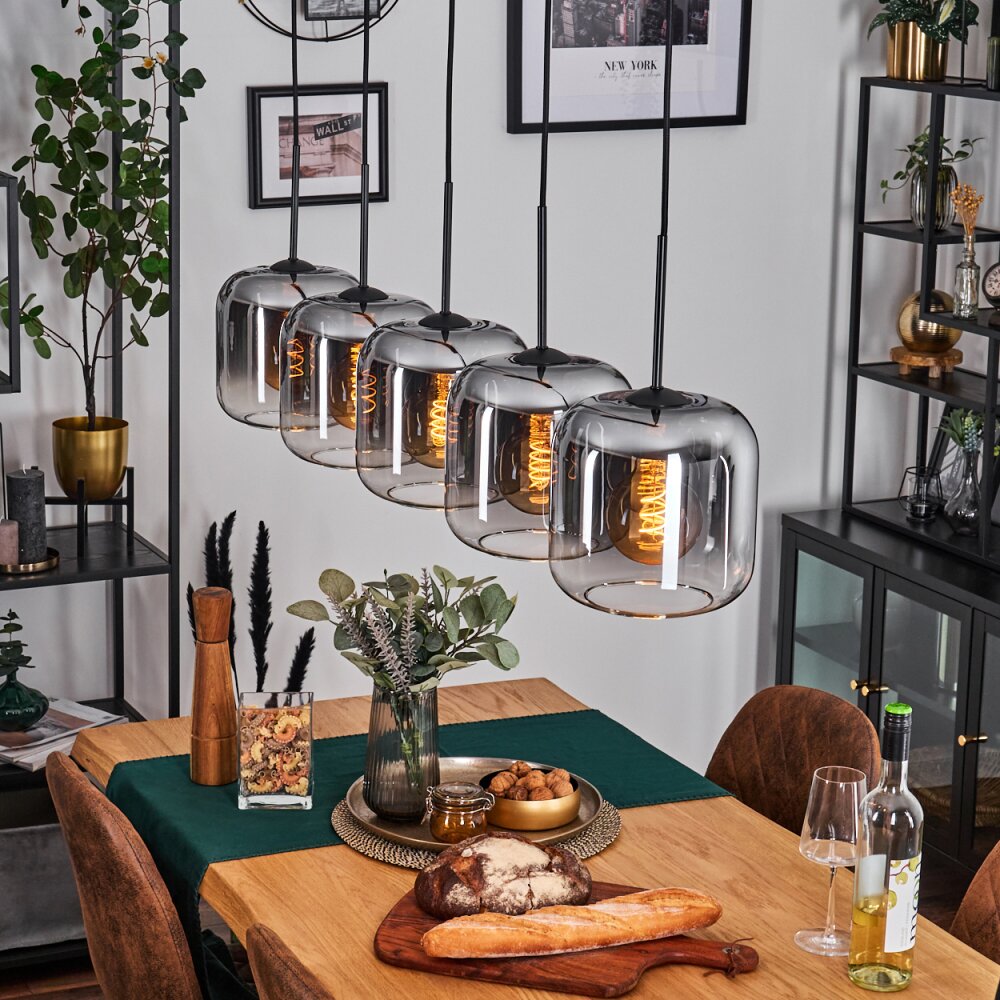 Lauden Pendelleuchte Glas 20cm Schwarz, 5-flammig main product photo