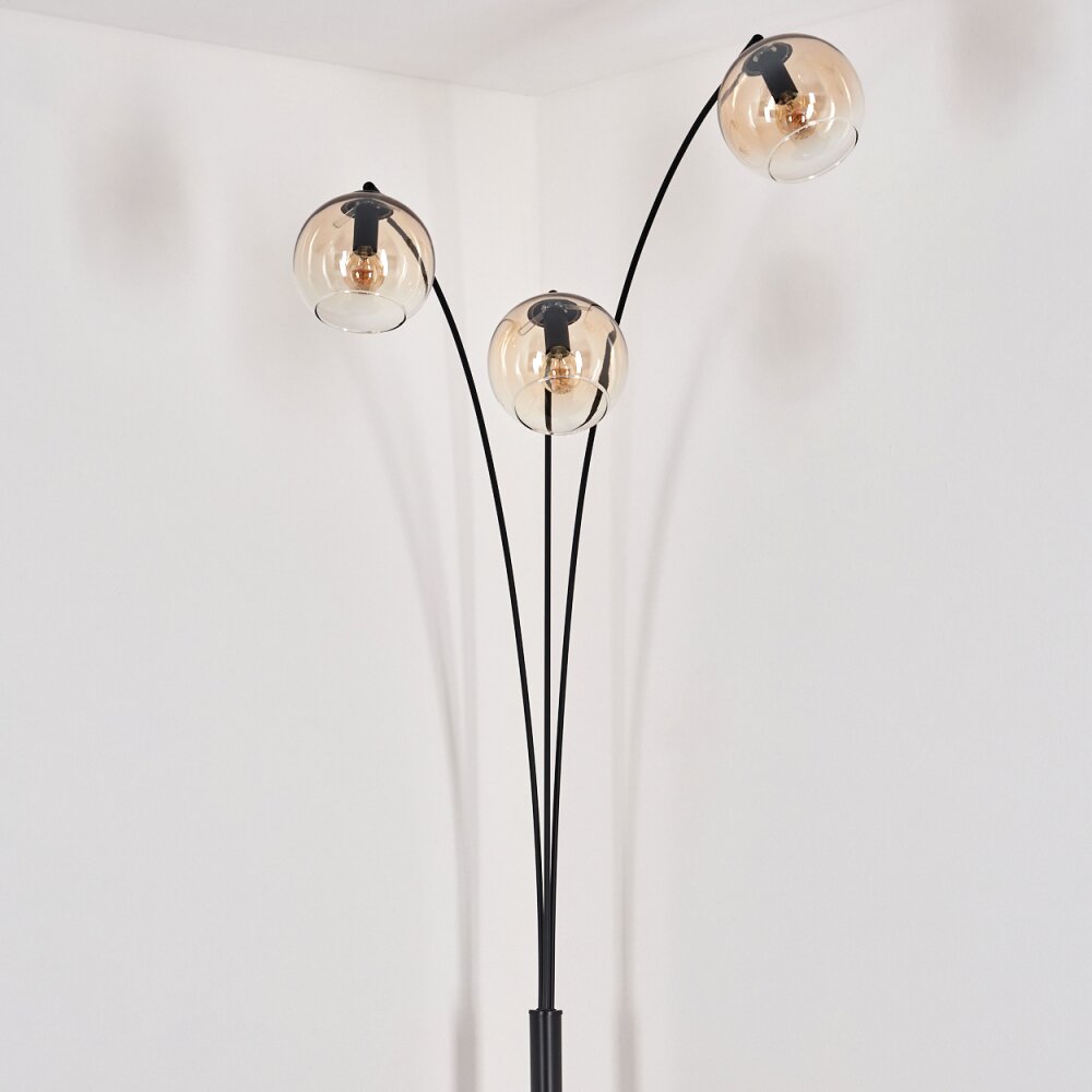 Koyoto Stehleuchte Glas 15 cm Schwarz, 3-flammig