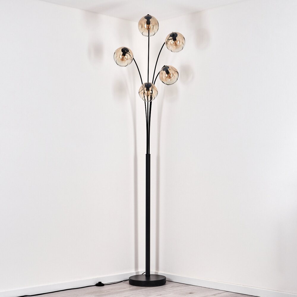 Ripoll Stehleuchte Glas 15 cm Schwarz, 5-flammig