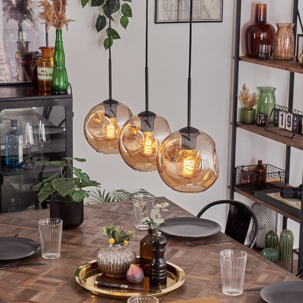 Ripoll Pendelleuchte Glas 20 cm Bernsteinfarben, 3-flammig main product photo