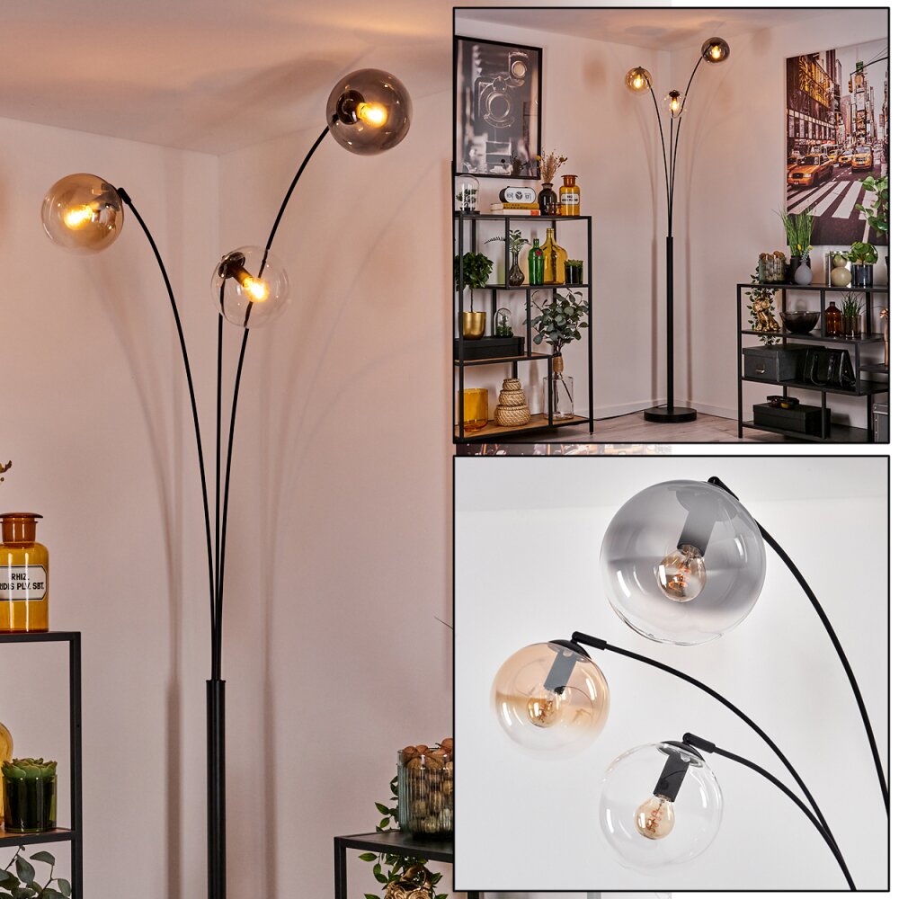 Gastor Stehleuchte Glas 15 cm Bernsteinfarben, Klar, Rauchfarben, 3-flammig main product photo