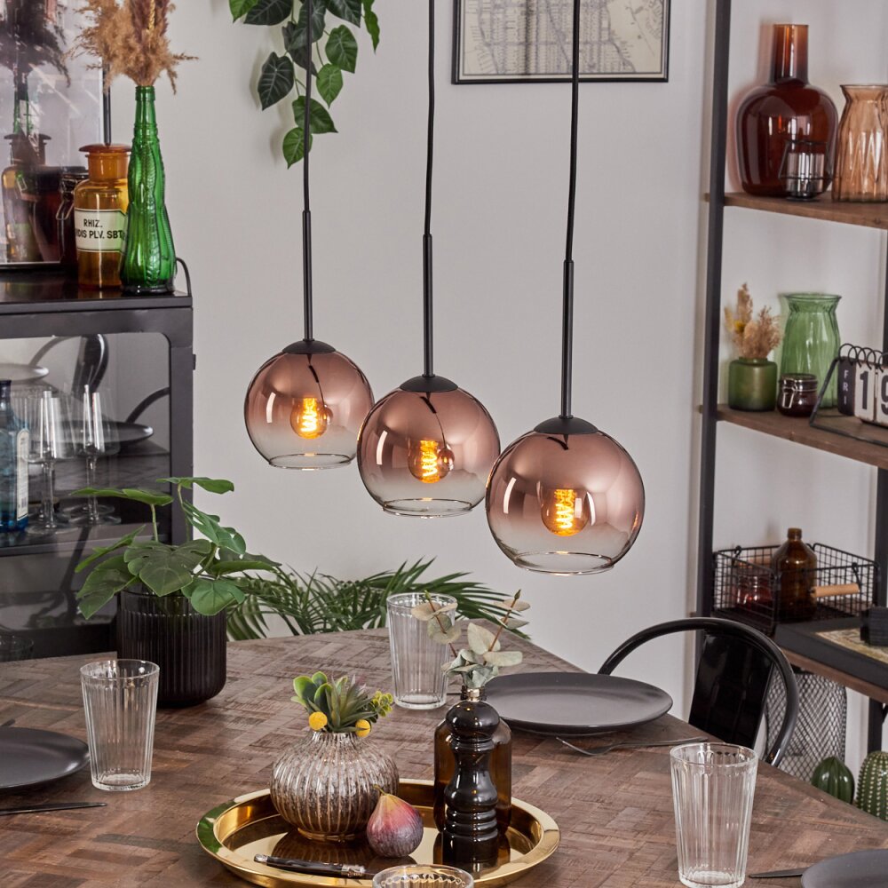 Koyoto Pendelleuchte Glas 15 cm Klar, Kupferfarben, 3-flammig main product photo