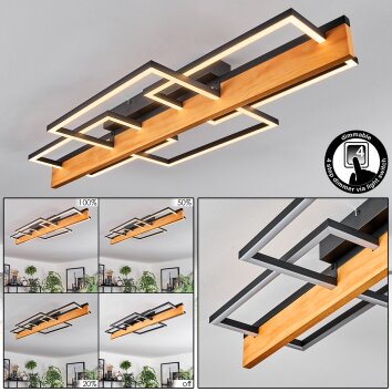 Pompu Deckenleuchte LED Naturfarben, Schwarz, 1-flammig