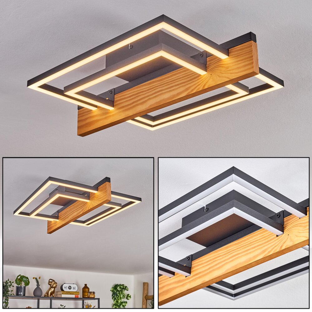 Pompu Deckenleuchte LED Naturfarben, Schwarz, 1-flammig main product photo