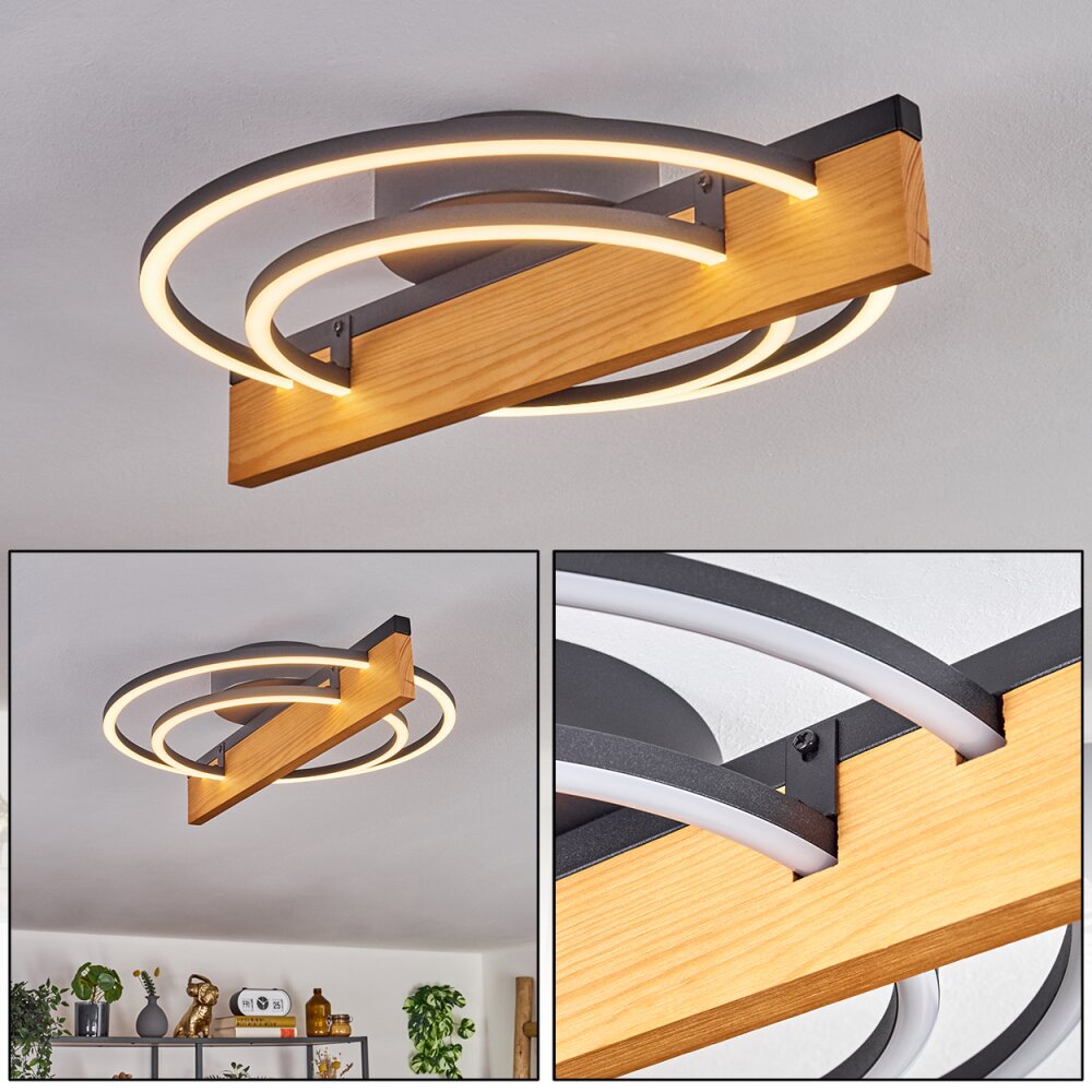 Pompu Deckenleuchte LED Naturfarben, Schwarz, 1-flammig main product photo