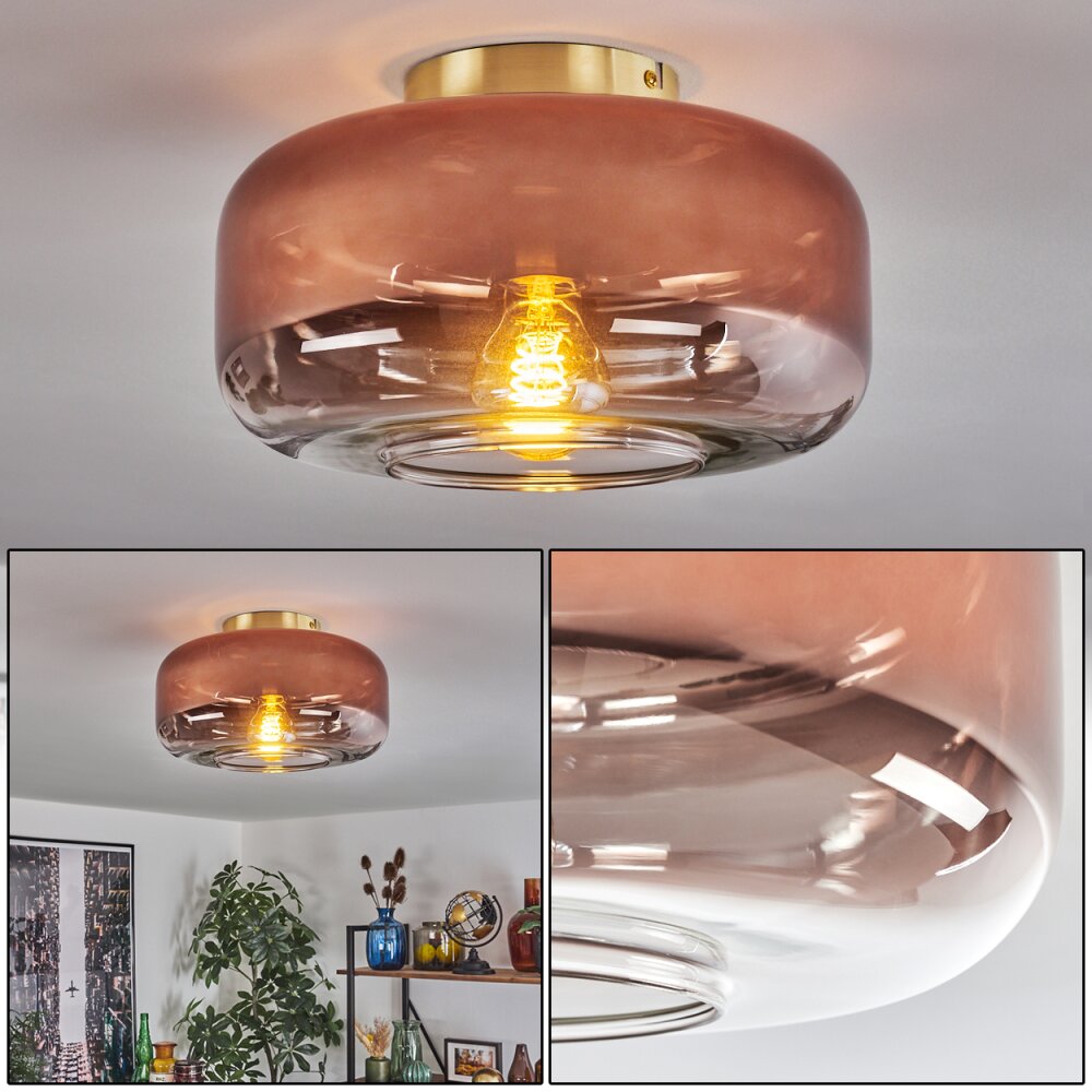 Boza Deckenleuchte Glas 28 cm Messing, 1-flammig main product photo