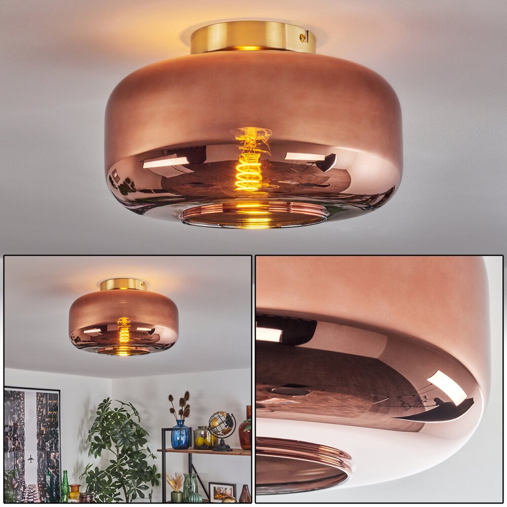 Boza Deckenleuchte Glas 28 cm Messing, 1-flammig main product photo