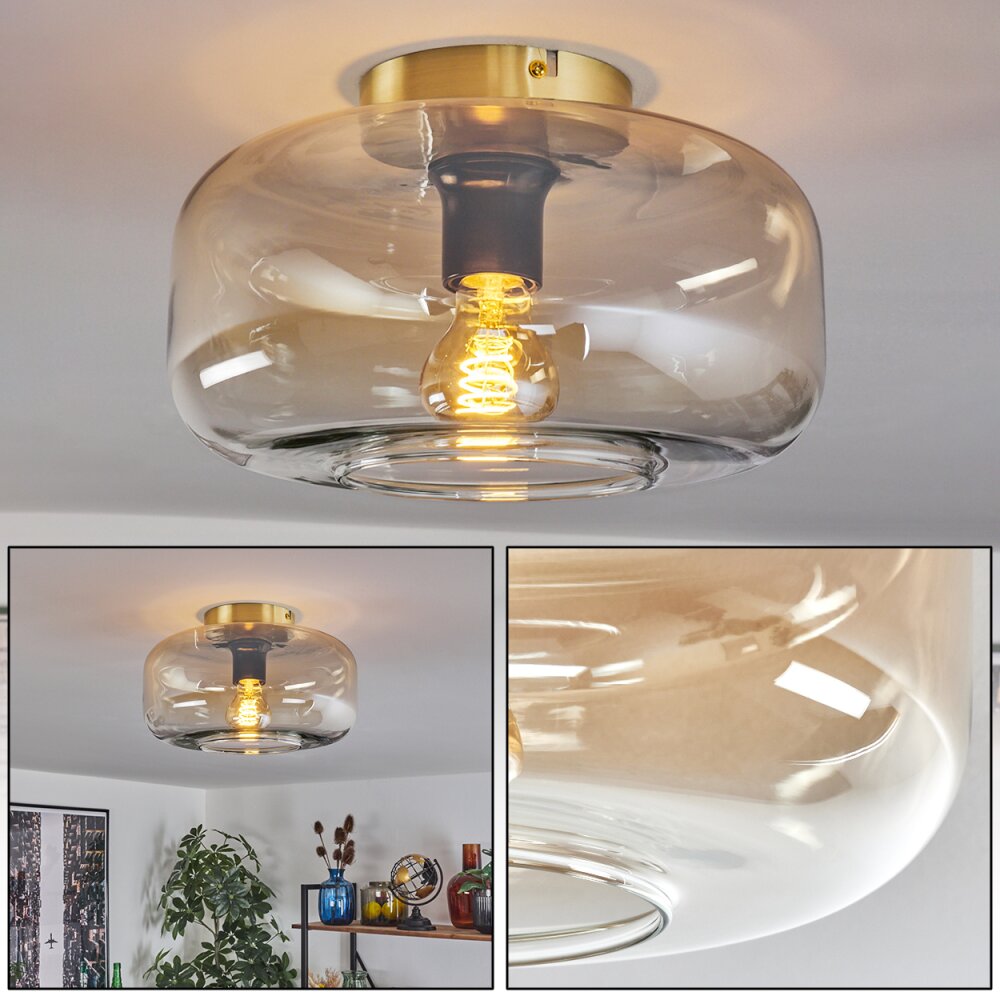 Boza Deckenleuchte Glas 28 cm Messing, 1-flammig main product photo
