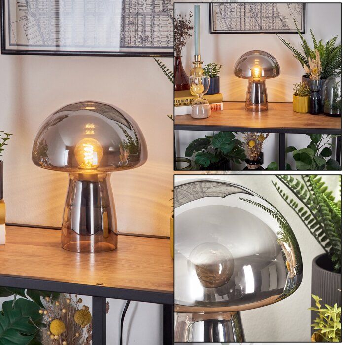 Pilzlampe Almagre Tischleuchte Glas 18cm Schwarz, 1-flammig Pilzlampe Almagre Tischleuchte Glas 18cm Schwarz, 1-flammig