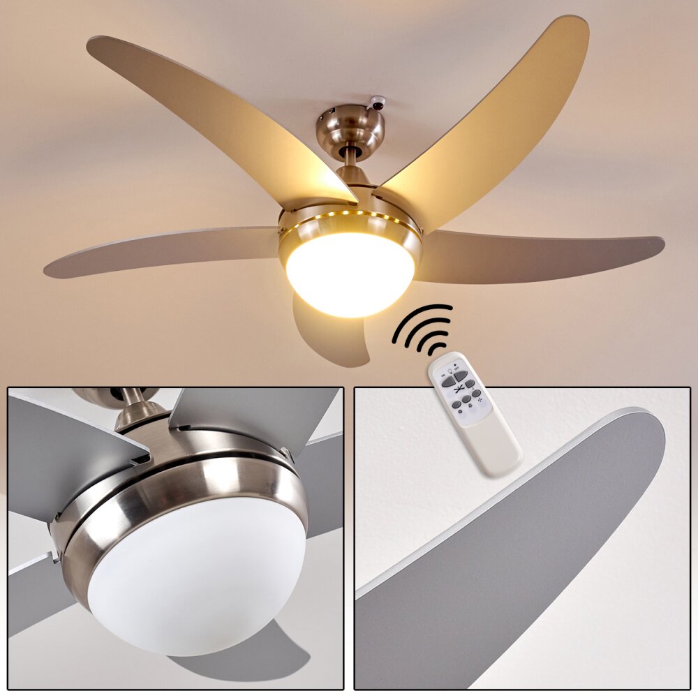 Morino Deckenventilator Nickel-Matt, Silber, 2-flammig, Fernbedienung main product photo