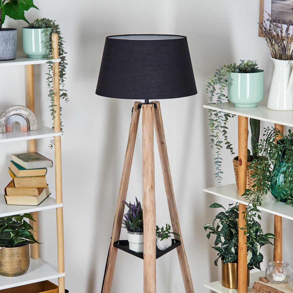 Bassagoda Stehleuchte 45 cm Naturfarben, Schwarz, 1-flammig