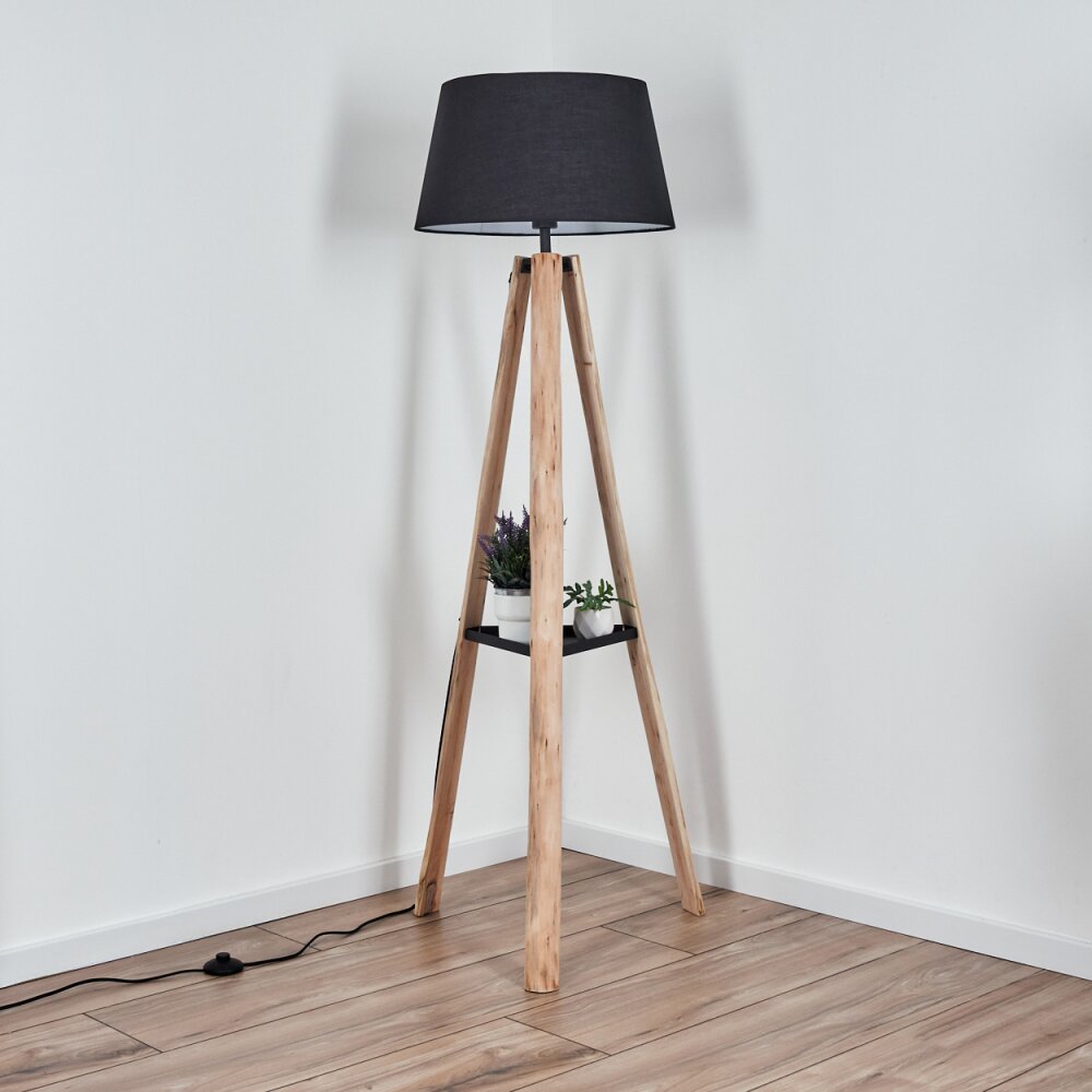 Bassagoda Stehleuchte 45 cm Naturfarben, Schwarz, 1-flammig