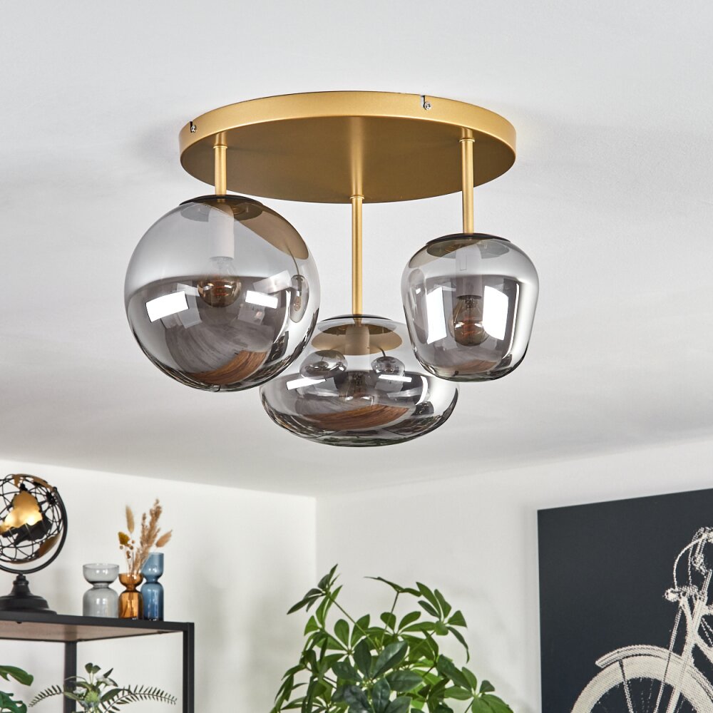 Zernez Deckenleuchte Glas 19,5 cm 22 cm 14 cm Gold, 3-flammig