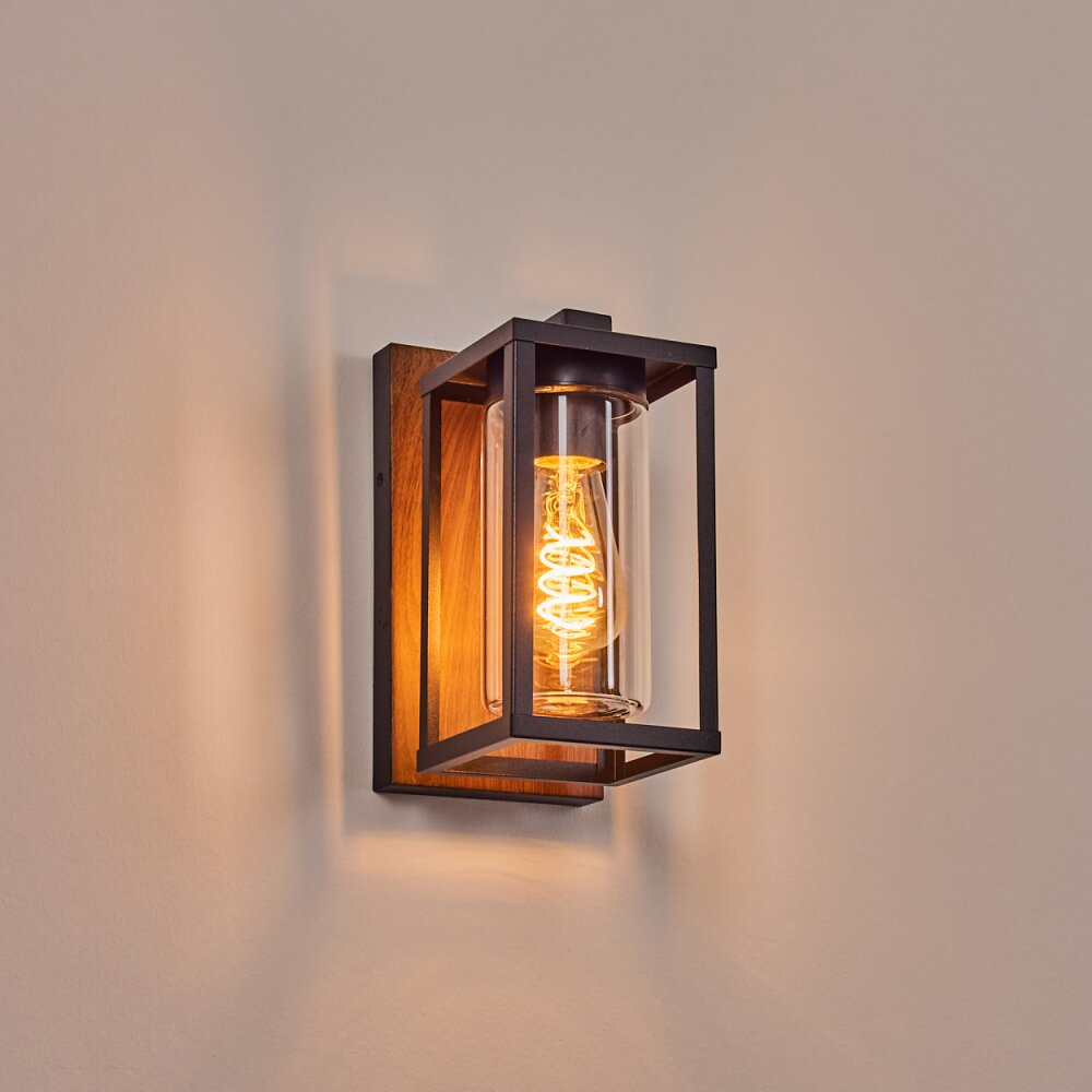 Portalis Aussenwandleuchte Braun, Holzoptik, Schwarz, 1-flammig