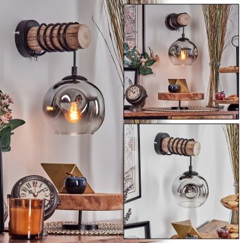 Ripoll Wandleuchte Glas 15 cm Naturfarben, Schwarz, 1-flammig Ripoll Wandleuchte Glas 15 cm Naturfarben, Schwarz, 1-flammig