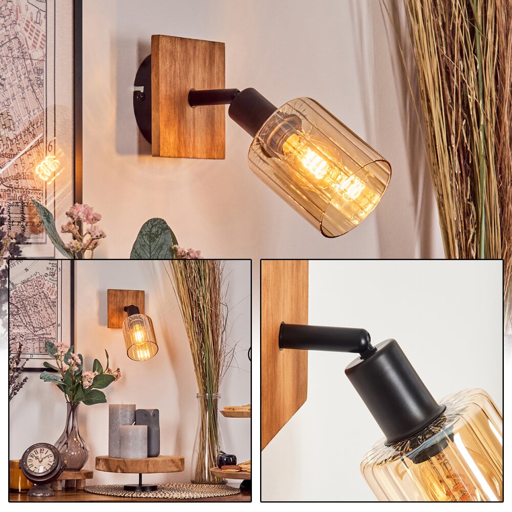Aggebo Wandleuchte Glas 8 cm Naturfarben, Schwarz, 1-flammig main product photo