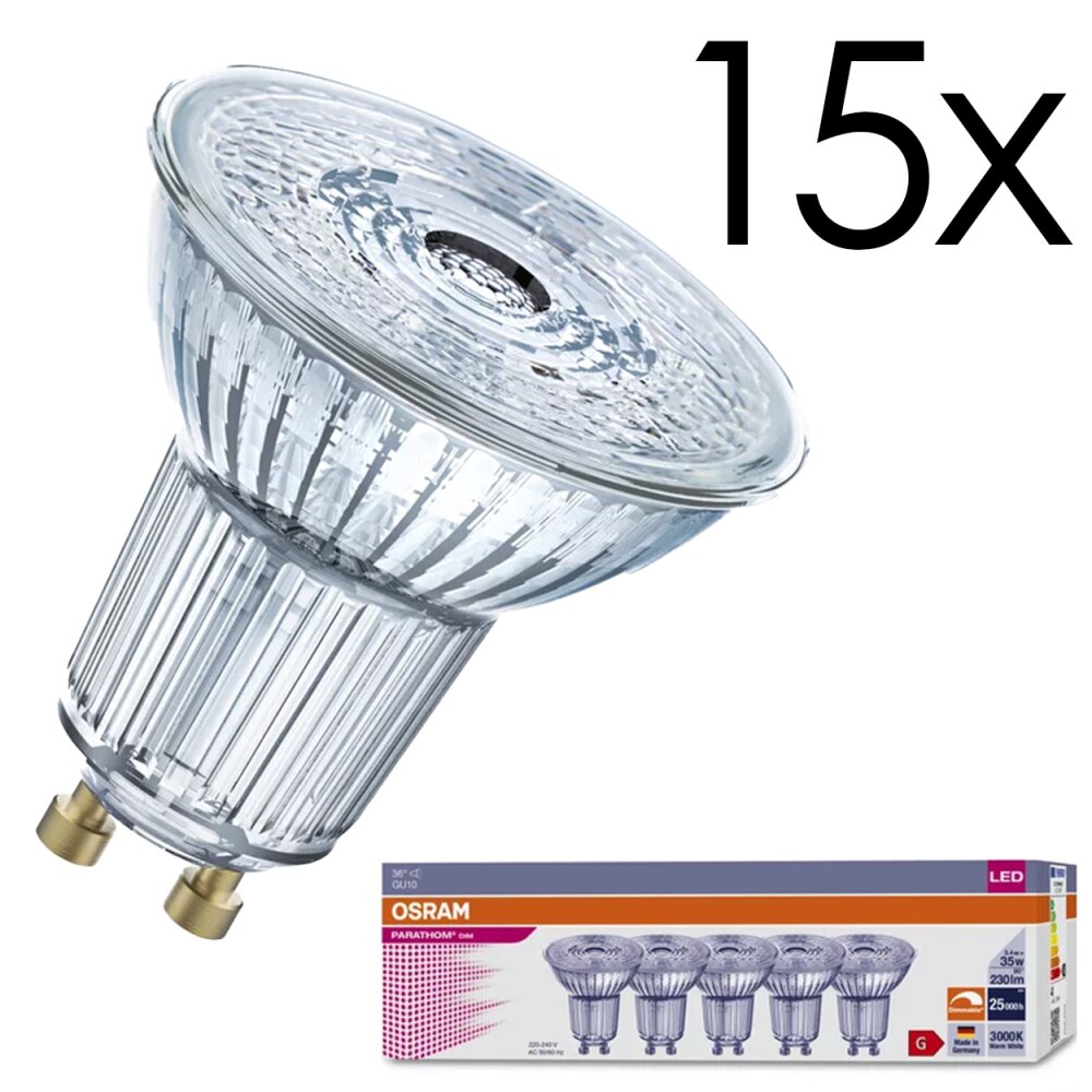 GU10 15er Set 3,4 Watt 3000 Kelvin 230 Lumen main product photo