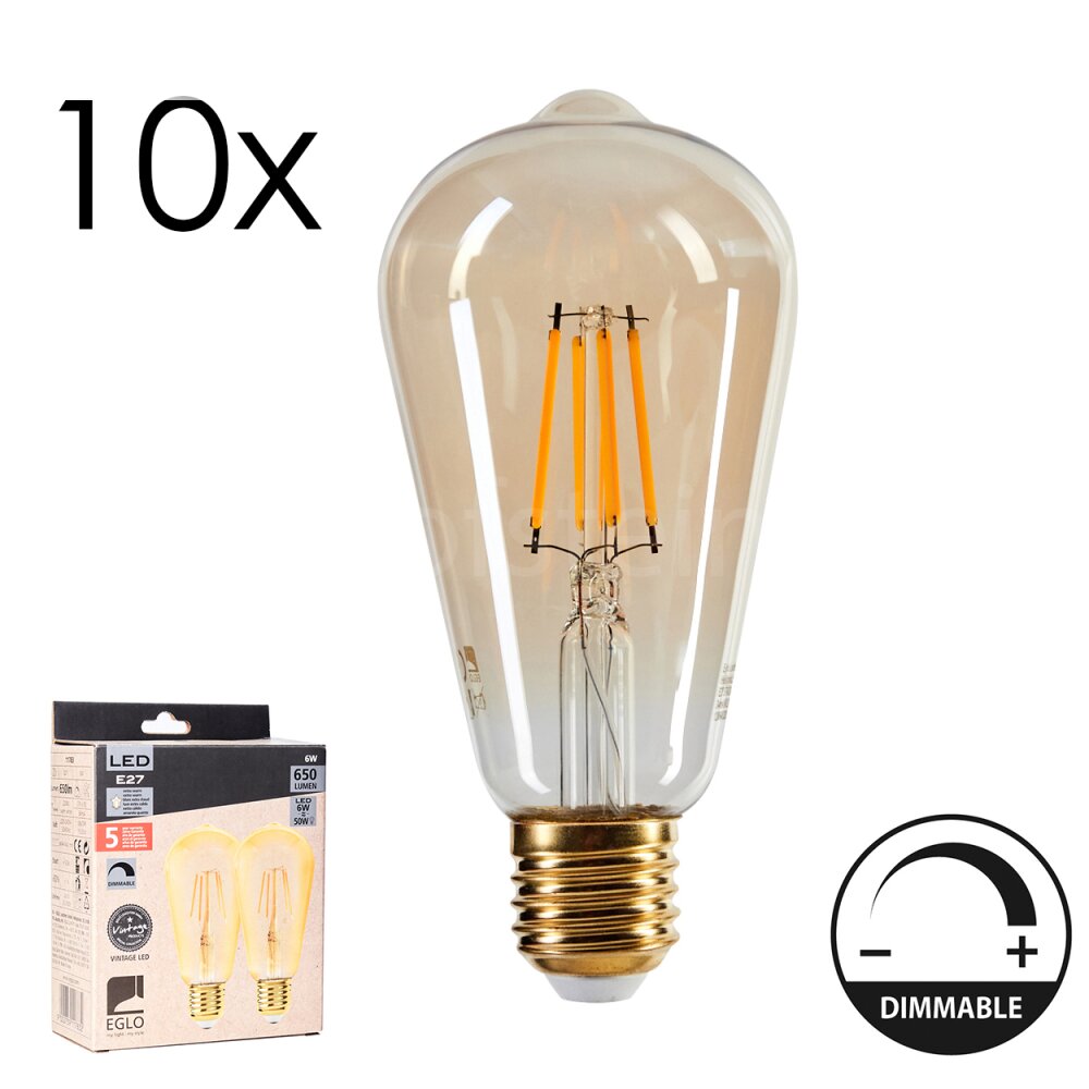 LED E27 10er Set 6 Watt 2200 Kelvin 650 Lumen main product photo