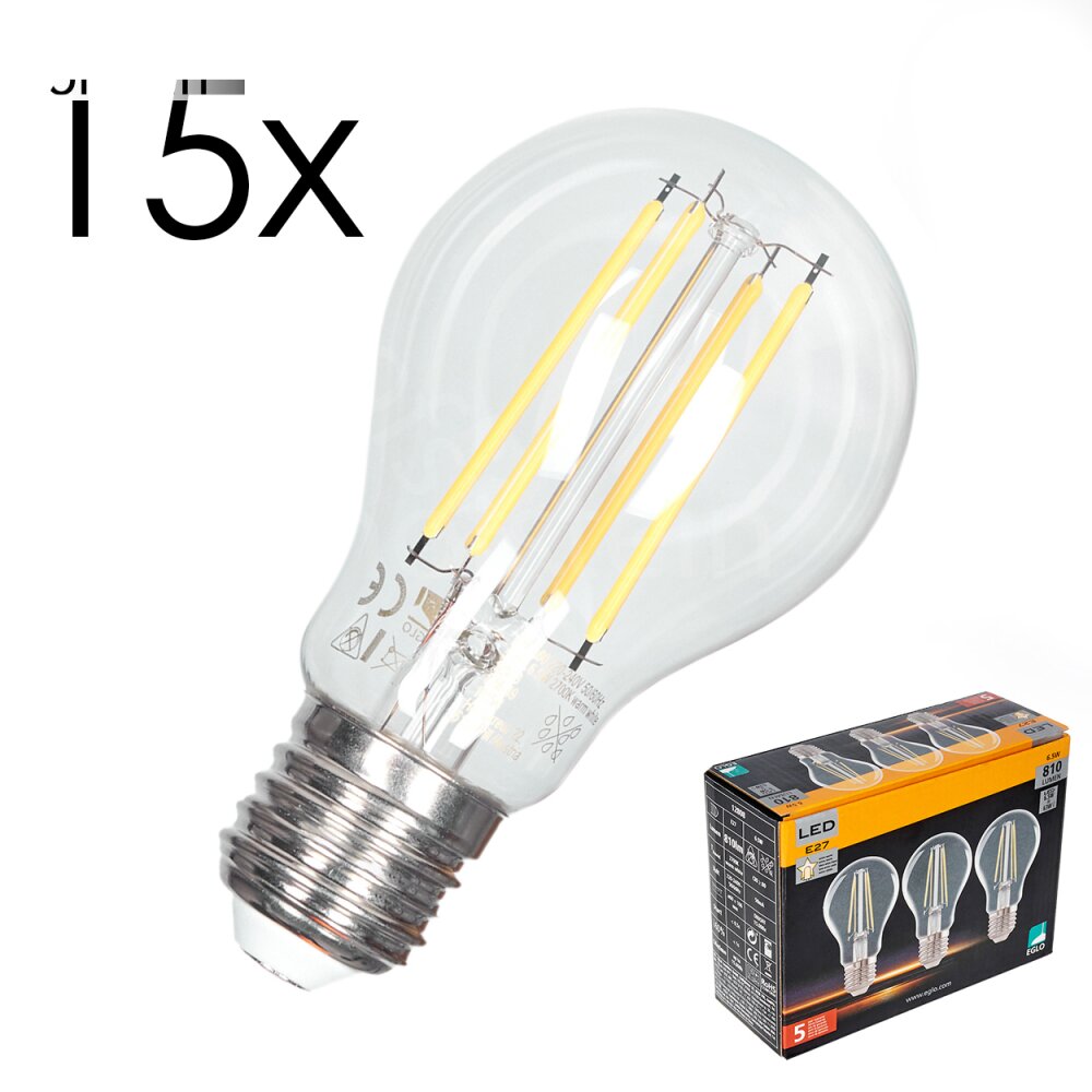 LED E27 15er Set 6,5 Watt 2700 Kelvin 810 Lumen main product photo