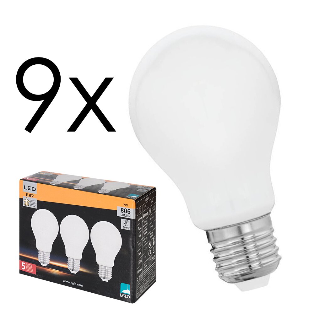 LED E27 9er Set 7 Watt 2700 Kelvin 806 Lumen main product photo