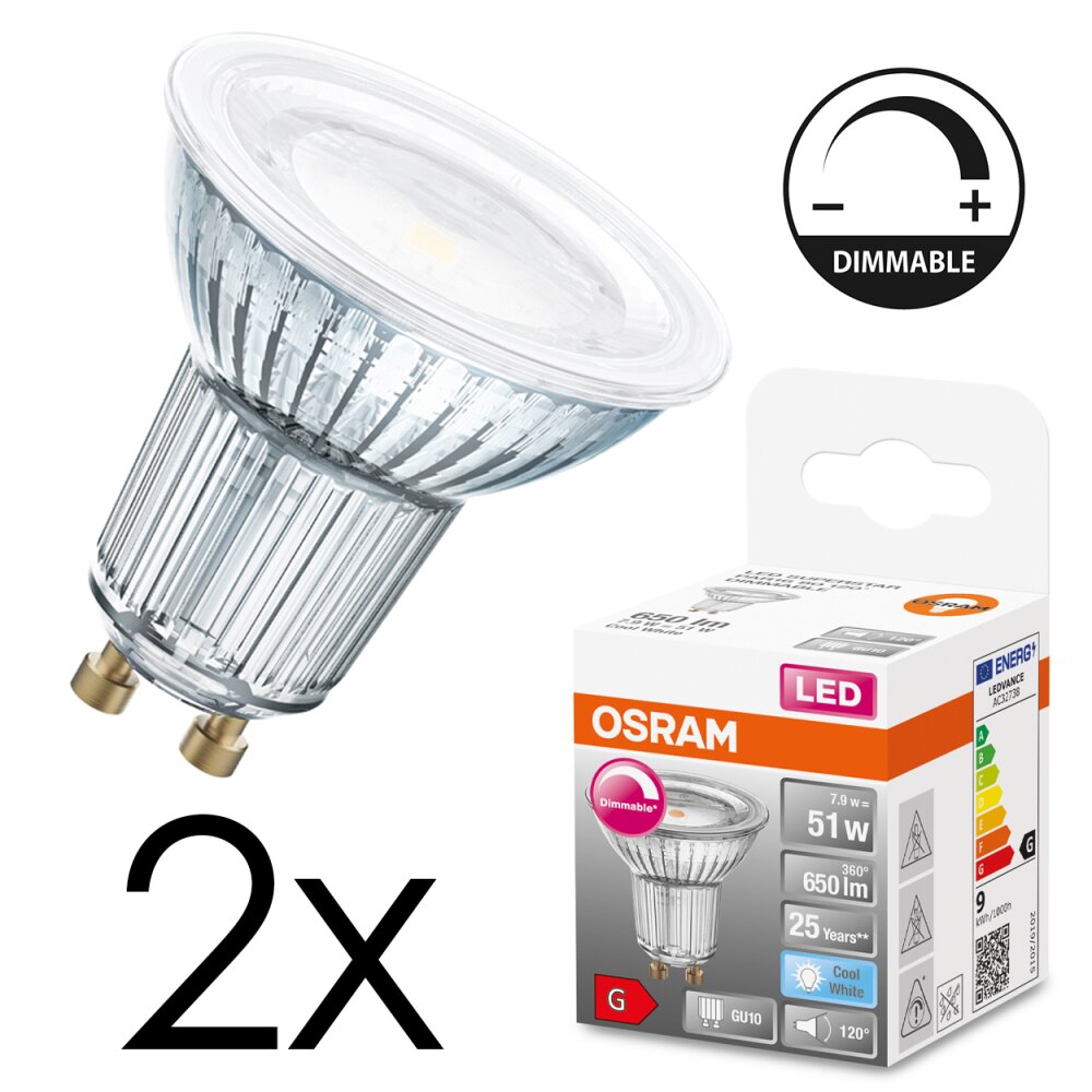 LED GU10 2er Set 7,9 Watt 4000 Kelvin 650 Lumen main product photo