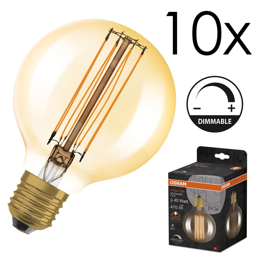 LED E27 10er Set 5,8 Watt 2200 Kelvin 470 Lumen main product photo