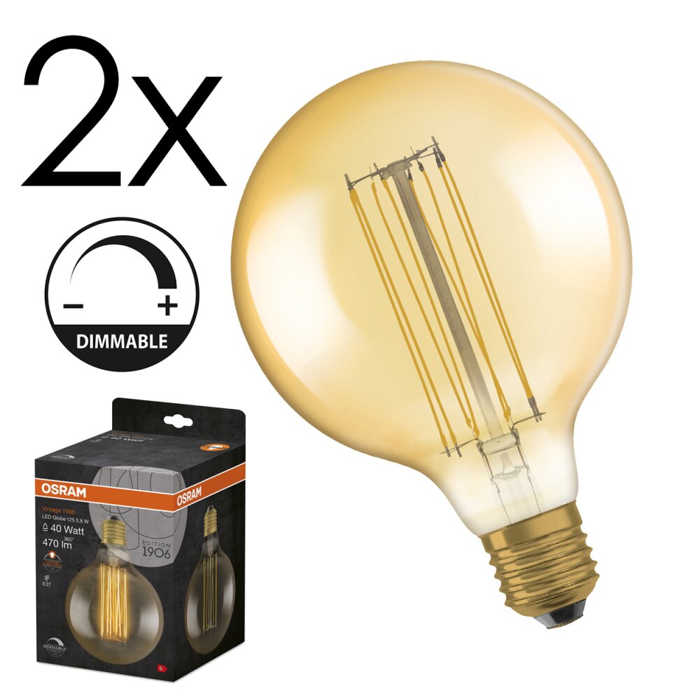 LED E27 2er Set 5,8 Watt 2200 Kelvin 470 Lumen main product photo