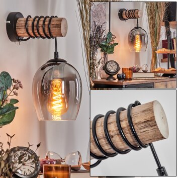 Vevino Wandleuchte Glas 15cm Naturfarben, Schwarz, 1-flammig Vevino Wandleuchte Glas 15cm Naturfarben, Schwarz, 1-flammig