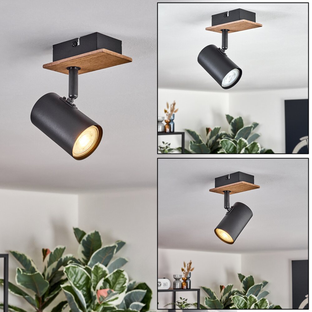 Guardais Deckenleuchte Braun, Holzoptik, Schwarz, 1-flammig main product photo
