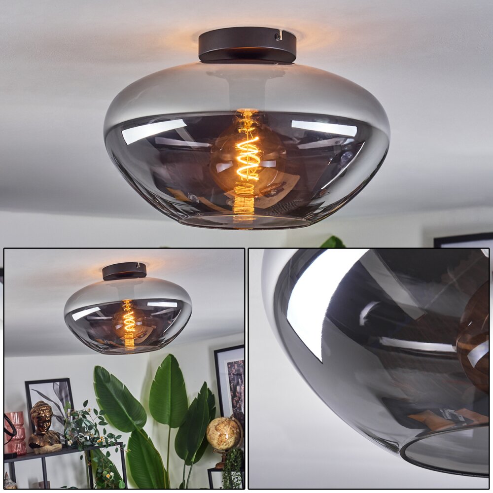 Mertola Deckenleuchte Glas 35 cm Chrom, Klar, Rauchfarben, 1-flammig main product photo