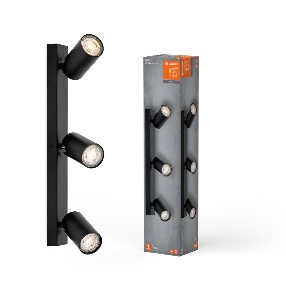 LEDVANCE Led Spot Deckenleuchte Schwarz, 3-flammig main product photo