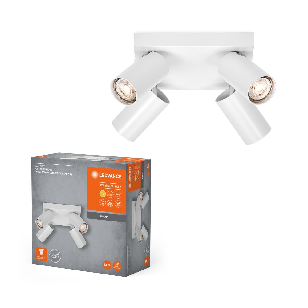 LEDVANCE Led Spot Deckenleuchte Weiß, 4-flammig main product photo