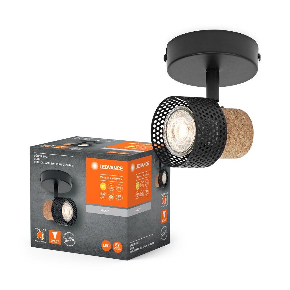 LEDVANCE Decor Spot Deckenleuchte Schwarz, 1-flammig main product photo