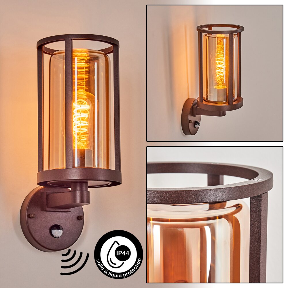 Martinha Außenwandleuchte Rostfarben, 1-flammig, Bewegungsmelder main product photo