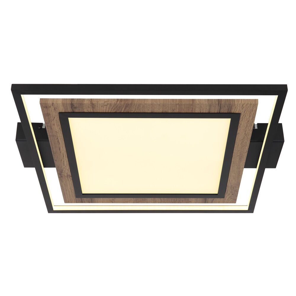 Globo GABALDO Deckenleuchte LED Holzoptik, Schwarz, Weiß, 1-flammig