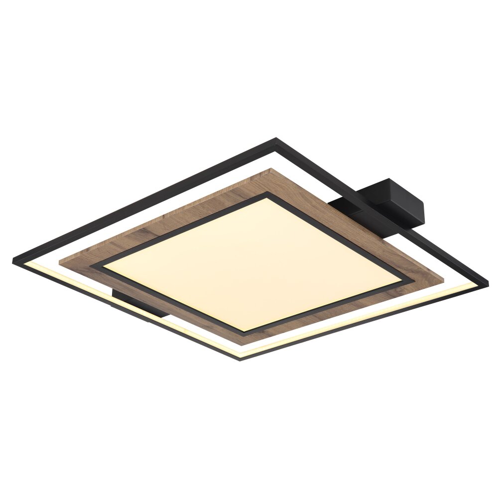 Globo GABALDO Deckenleuchte LED Holzoptik, Schwarz, Weiß, 1-flammig main product photo