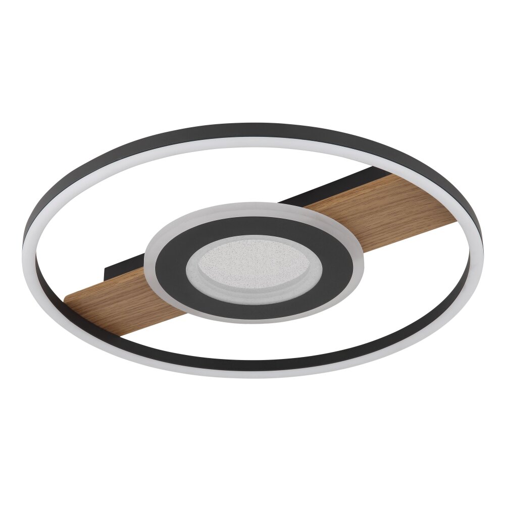 Globo Pikara Deckenleuchte LED Holzoptik, Schwarz, 1-flammig