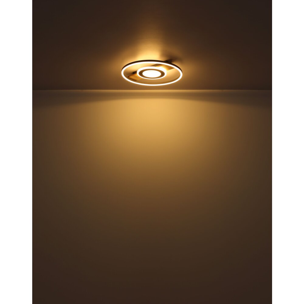Globo Pikara Deckenleuchte LED Holzoptik, Schwarz, 1-flammig
