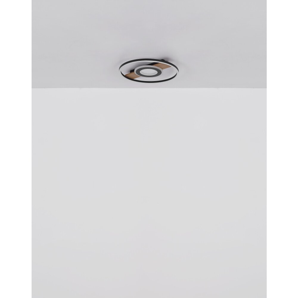 Globo Pikara Deckenleuchte LED Holzoptik, Schwarz, 1-flammig