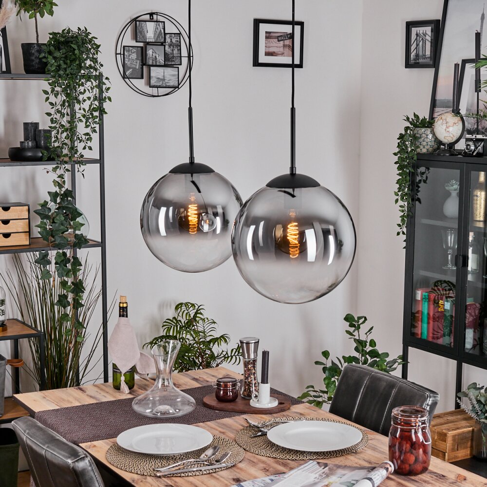 Gastor Hängeleuchte Glas 30 cm Schwarz, 2-flammig main product photo